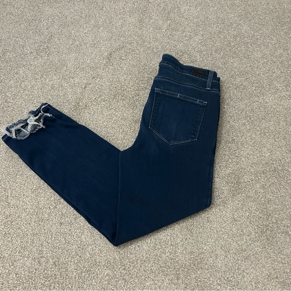 Dark Blue Distressed Women's Jeans - Picture 1 of 4
